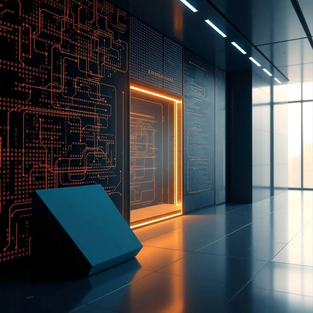 Editorial illustration of a modular MoE system with a router component delegating queries to different experts