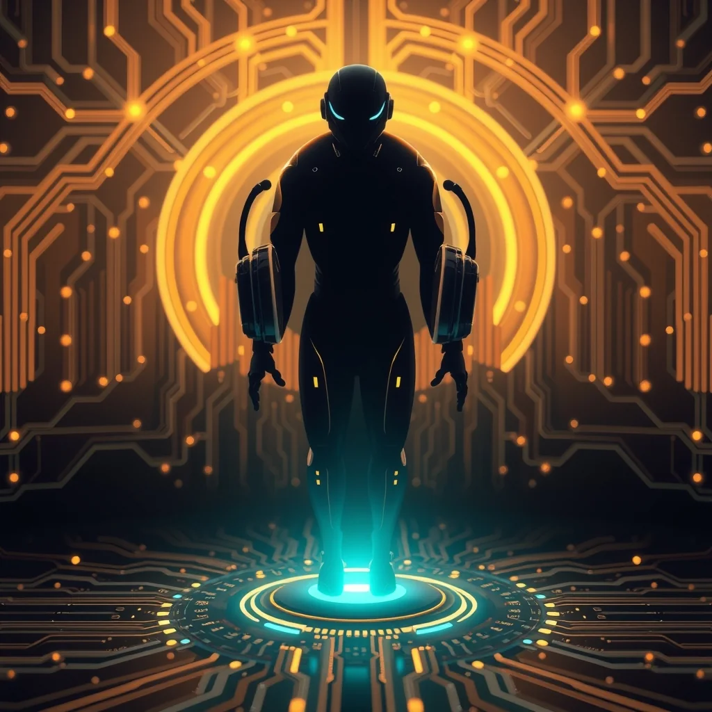 Editorial illustration: voice agent with a WebRTC flow and tool calling arrows toward cloud systems.