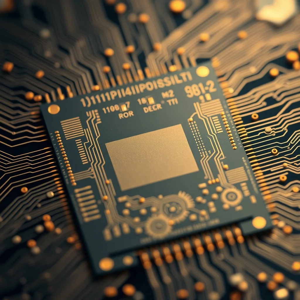 Editorial illustration: AMD Instinct MI355X GPUアクセラレーターの混合精度量子化ダイアグラムとスループットグラフ