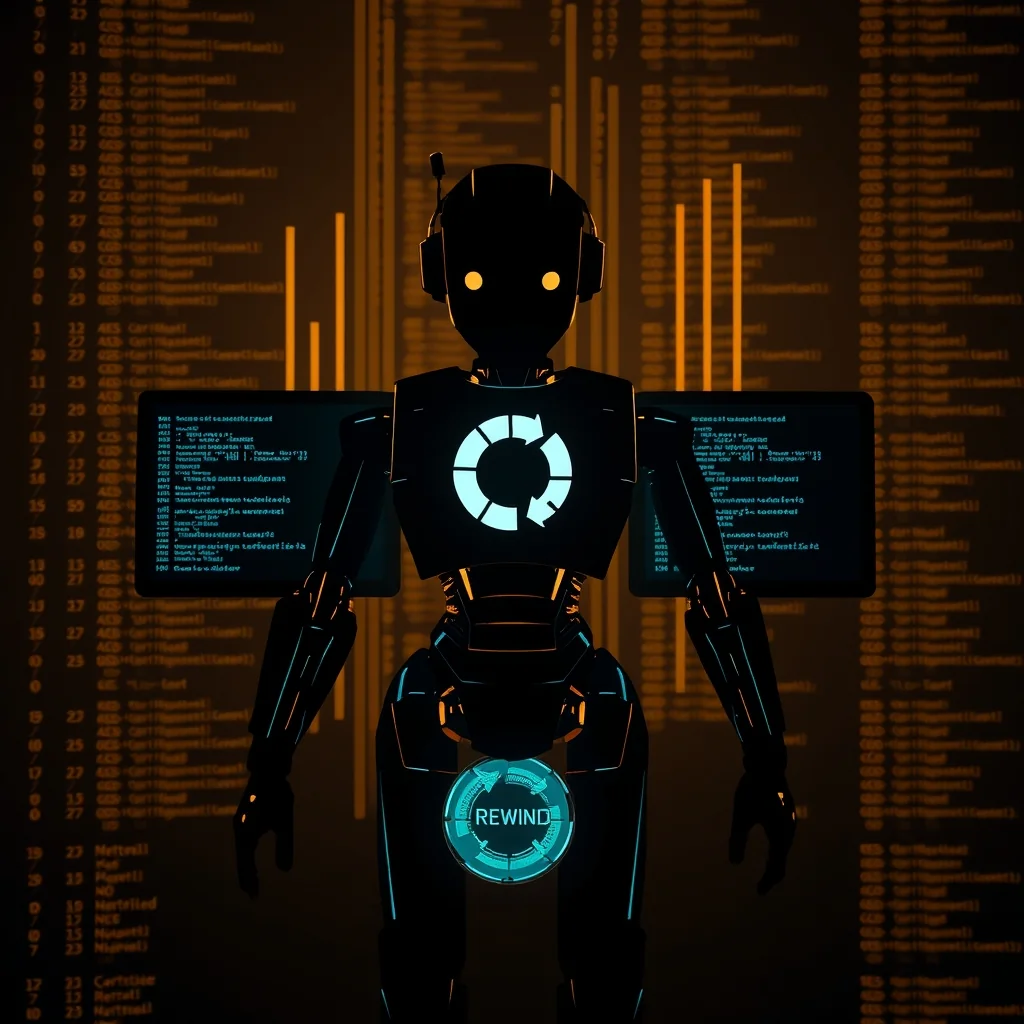 Editorial illustration: Claude Code terminal with new hook icons and rewind controls.