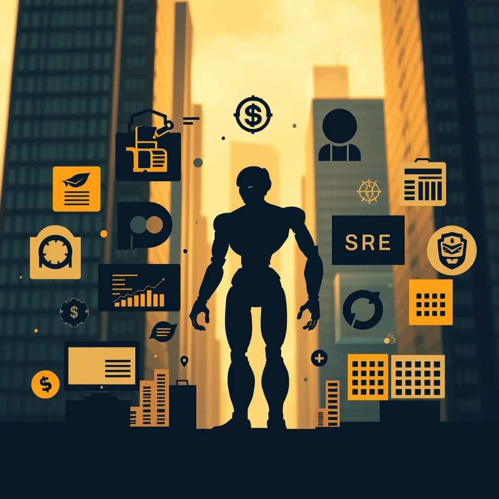 Editorial illustration: deset apstraktnih kartica s ikonama financijskih agenata raspoređenih u dvije skupine — research i operations