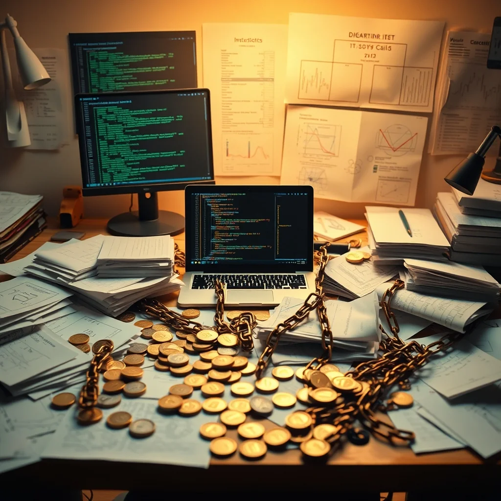 Redaktionelle Illustration: schematische Darstellung eines komprimierten Gehirns, das eine lange Kette von Gedankenblasen ausstößt — symbolisiert Token-Inflation bei quantisierten KI-Modellen