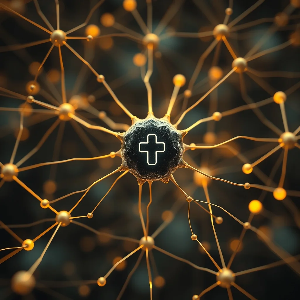 Redaktionelle Illustration: neuronale Netzwerkverbindungen, die sich über mehrere Domänen verzweigen, mit Alignment-Transfer-Pfeilen