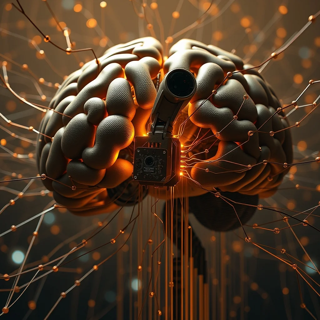 Editorial illustration: dynamic graph memory with nodes and feedback arrows.