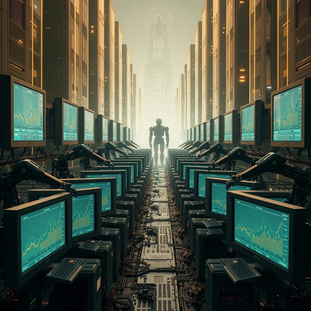 Editorial illustration: AI agent navigating a computer graphical interface with a reinforcement learning reward-and-penalty loop