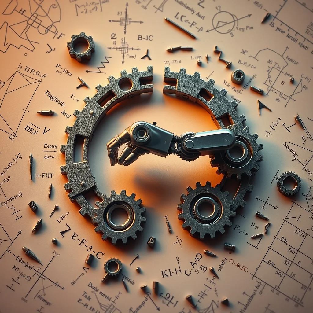 Editorial illustration of an LLM agent's verify-repair loop with a decision to stop or continue