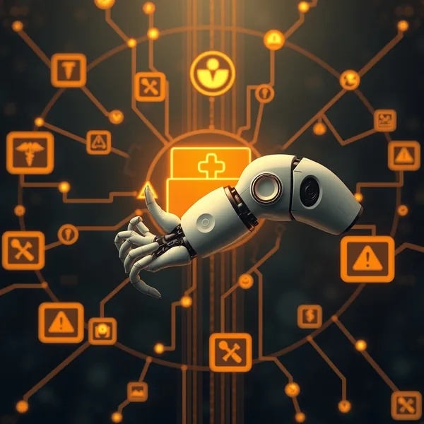Editorial illustration: Nova Act receives HIPAA eligibility — agentic ePHI automation for healthcare workflows