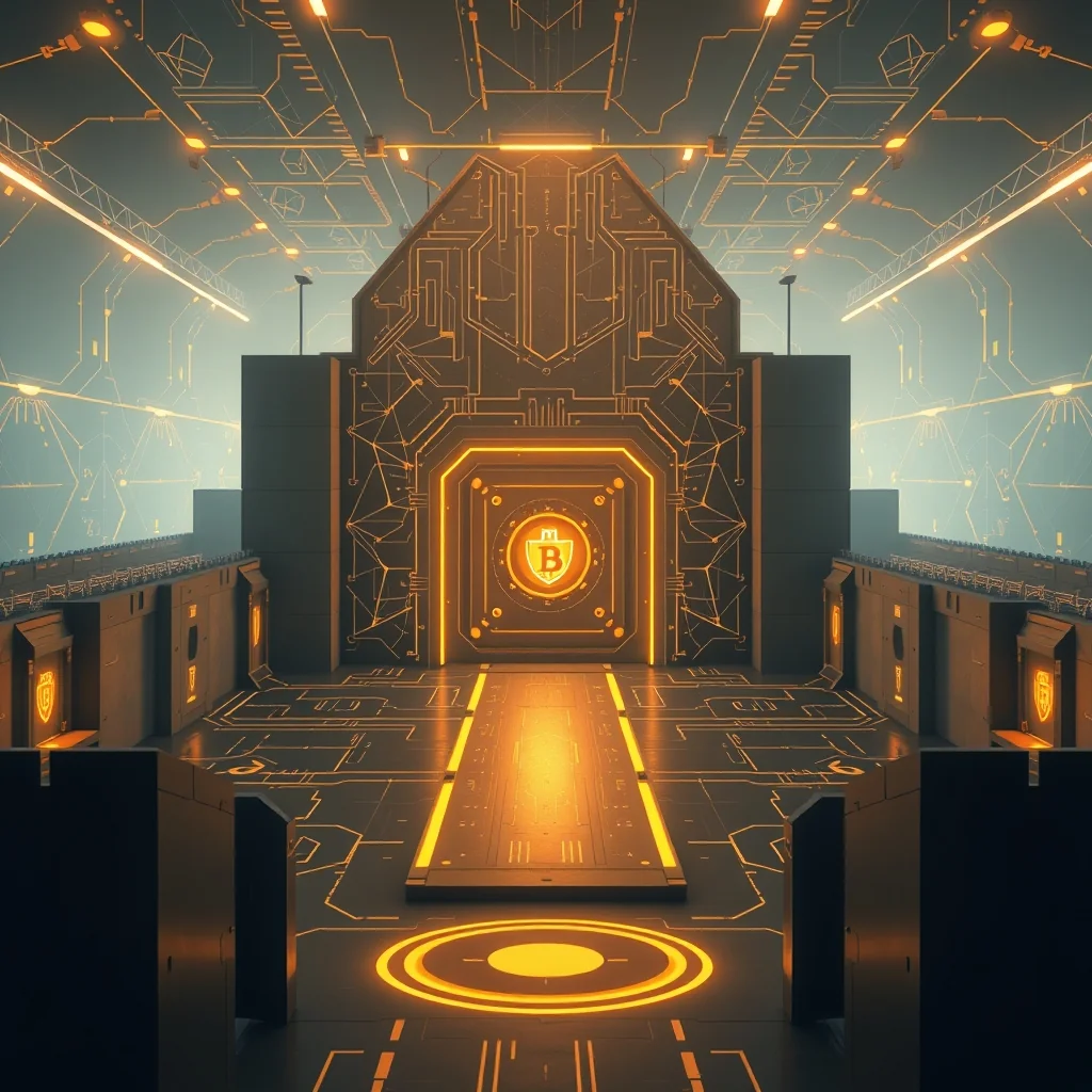 Editorial illustration: structured type contracts and protective layers between an AI system and enterprise software