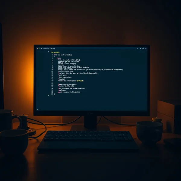 Editorial illustration: Claude Code terminal with version numbering and internal cogwheels