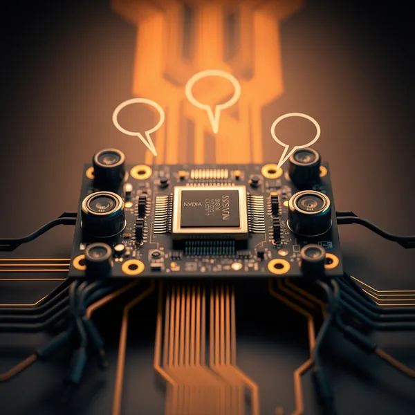 Editorial illustration: AI chip — hardware