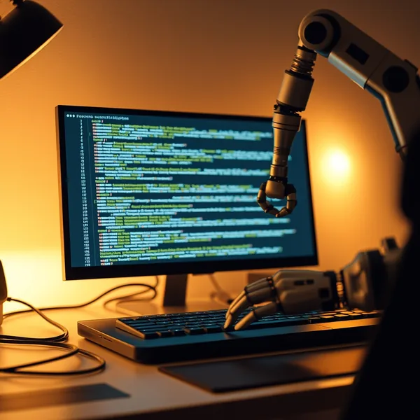 Editorial illustration: GitHub Actions workflow s autonomnim agent ikonama i REST API endpointom.
