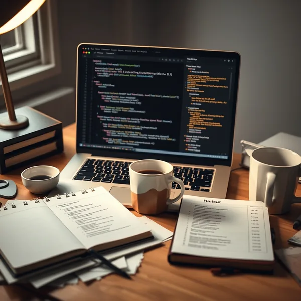 Editorial illustration: AI u praksi — praksa