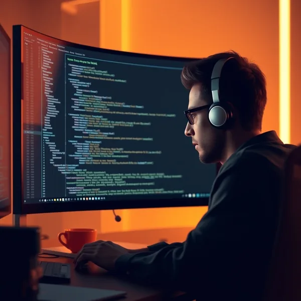 Stilisierte Darstellung einer Entwicklungsoberfläche mit einem monatlichen KI-Credit-Verbrauchsmesser und einem Nutzungsgraphen nach Modellen.