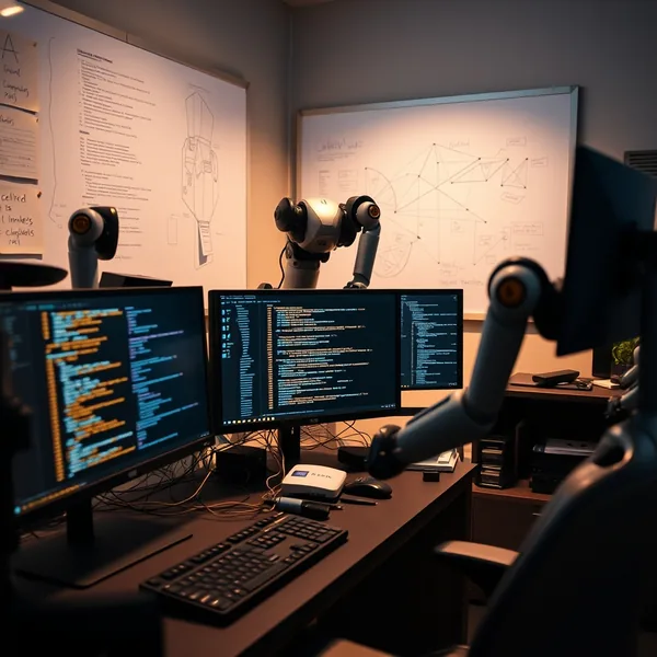 Editorial illustration: quadrant matrix with GitHub Copilot positioned in the Leader sector