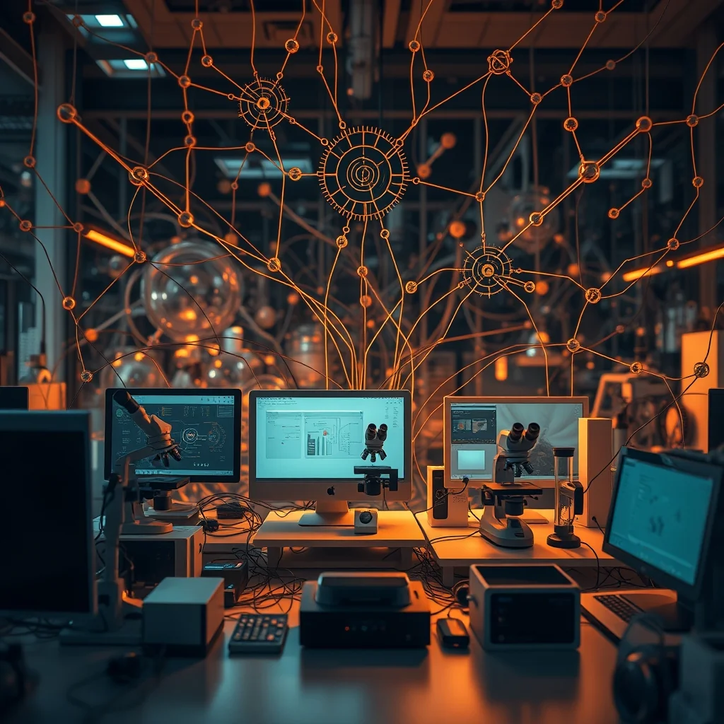 A scientist at a DOE national laboratory uses AI tools to calibrate laboratory equipment