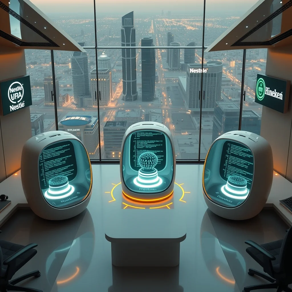 Editorial illustration: konsultantski pod sa 6 člana — humans i AI agenti zajedno u workspace.