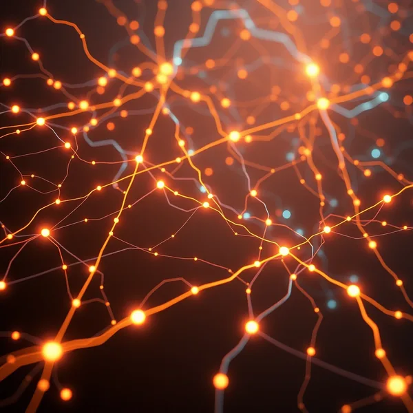 Editorial illustration: elektroenergetska mreža s AI foundation modelom i optimizacijskim grafom.