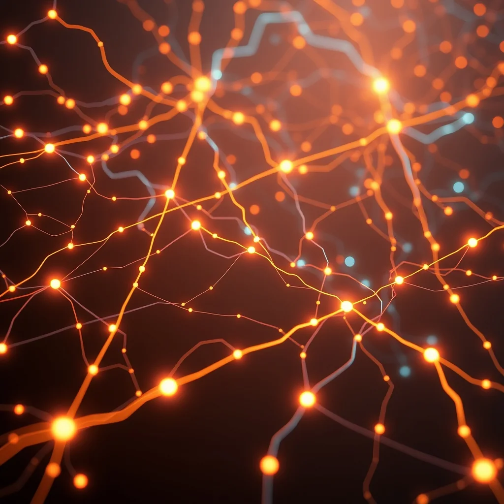 Editorial illustration: electric power grid with an AI foundation model and optimization graph.