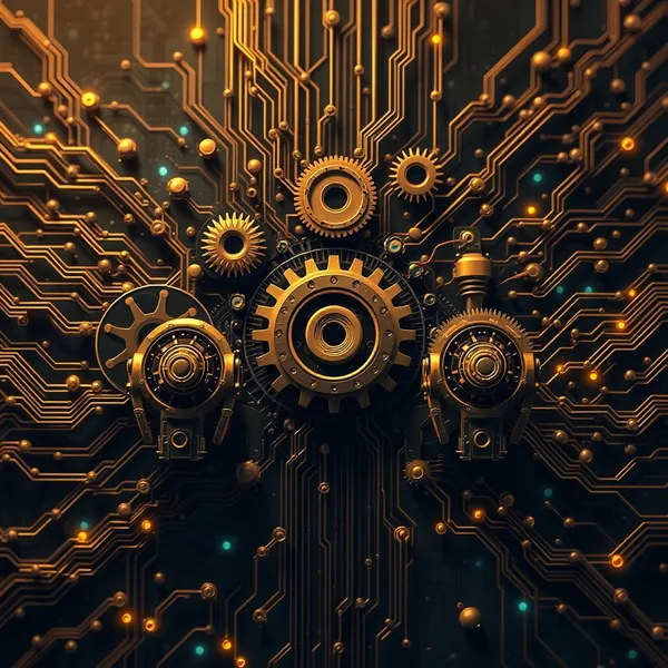 Editorial illustration: three abstract agents collaborating in a research process, network structure