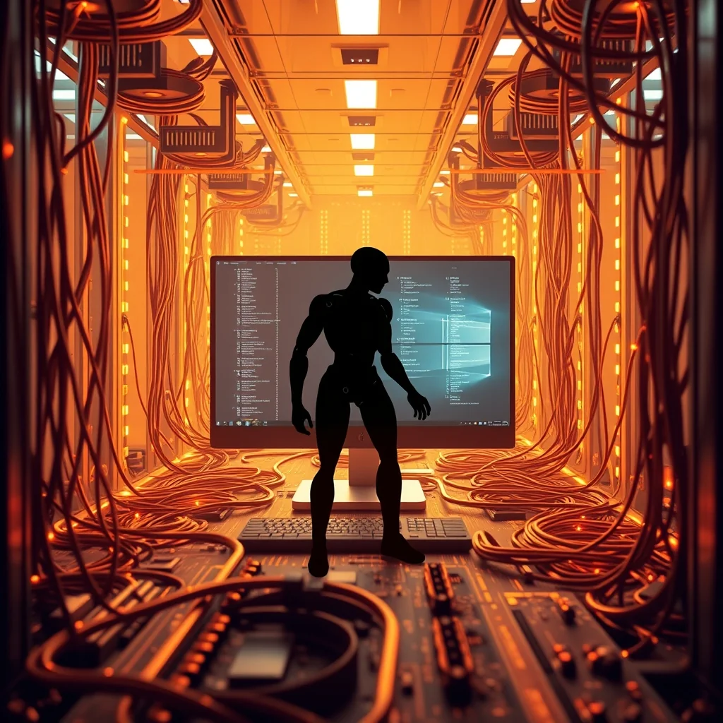Editorial illustration: Codex terminal with security layers around filesystem and network access.