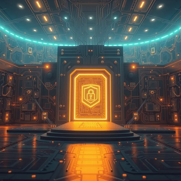 Editorial illustration: AI security — sigurnost