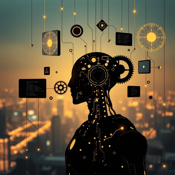 Editorial illustration: AI agent — agenti