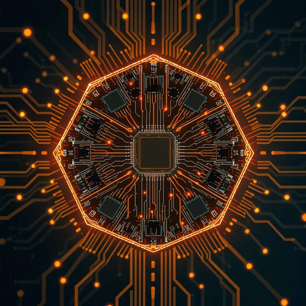 PyTorch 로고와 함께 표시된 신경망 그래프 및 GPU 칩 시각화