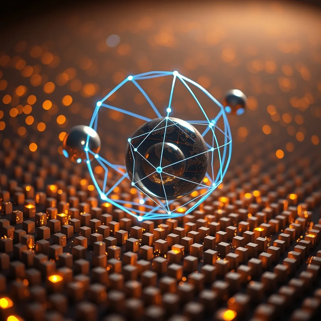 Editorial illustration: Vector database and graph of nodes connected by ontology in agent memory