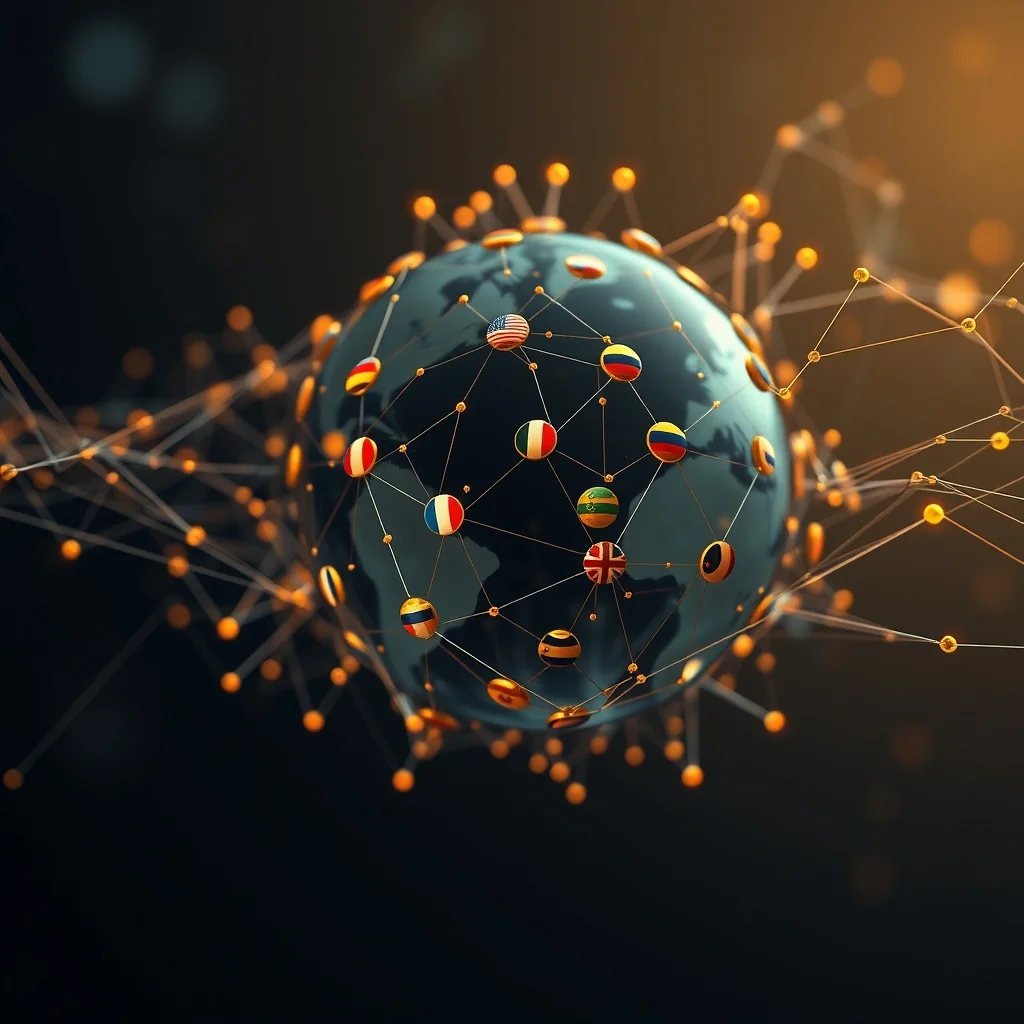 Editorial illustration: Microphone and audio wave streams converting into transcripts in 25 languages through the Grok API